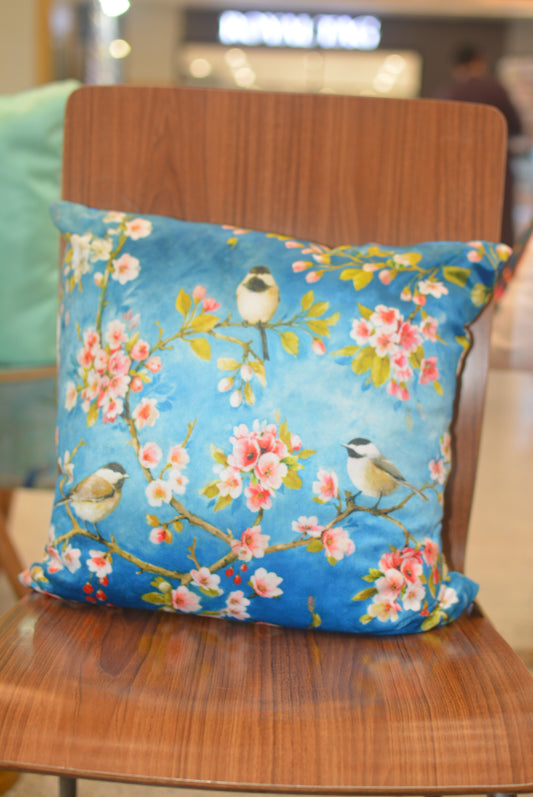 Birds in Blossom Cushion | Birds in Blossom Collection | Velvet | 18" x 18"