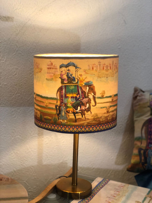 Elephant Mughal Lampshade | Only Lampshade | Mughal Collection | Velvet | 12" Diameter
